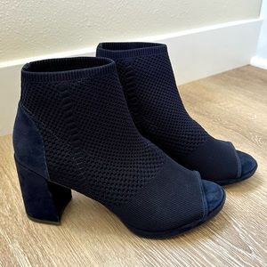 Eileen Fisher Margate Stretch Knit Open Toe Heeled Bootie, size 7.5 in N…
